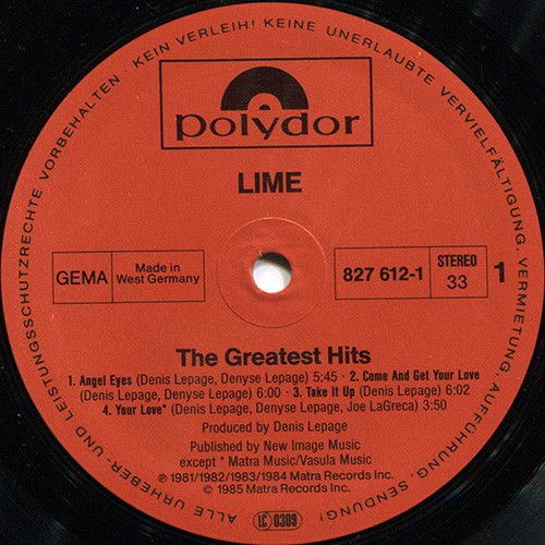 Виниловая пластинка Lime The Greatest Hits, D, страна производства
