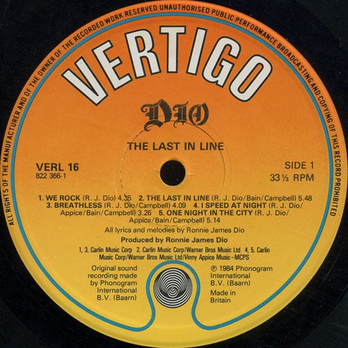 Виниловая пластинка Dio - The Last In Line, UK, страна производства ...