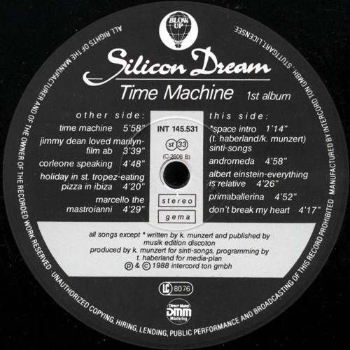 Виниловая пластинка Silicon Dream - Time Machine, D, страна ...